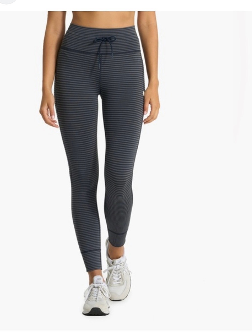 Vuori Navy and Gray Striped High-Rise Leggings